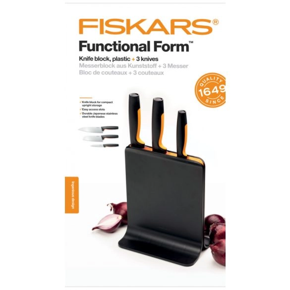 Fiskars Functional Form késblokk 3 késsel, műanyag blokkban