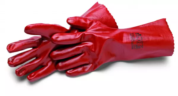 PVC saválló kesztyű piros 36 cm
