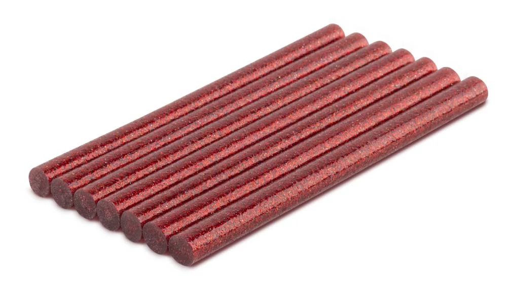 Ragasztórúd ragasztópisztolyhoz csillógó piros 7 db