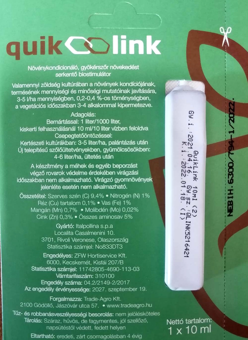 Quik Link gyökeresedést segítő növénykondícionáló készítmény 10 ml